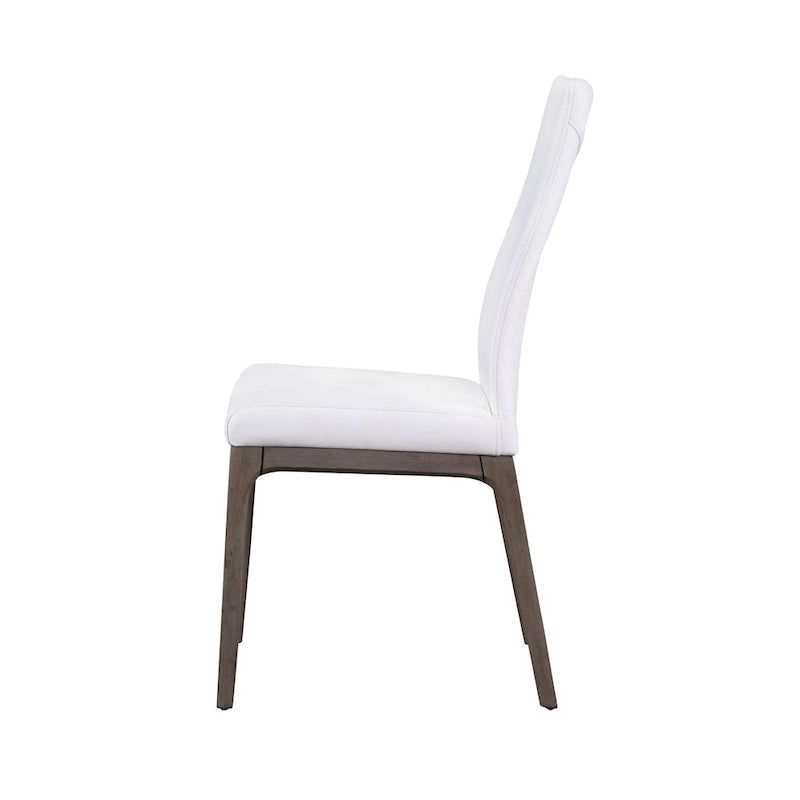 Chaise d'appoint moderne en similicuir blanc/gris et noir/gris avec base en bois, lot de 2