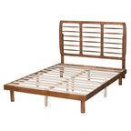 Ash Walnut Spindle Headboard Platform Bed, Full/Queen/King