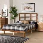 Ash Walnut Spindle Headboard Platform Bed, Full/Queen/King