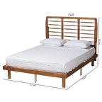 Ash Walnut Spindle Headboard Platform Bed, Full/Queen/King
