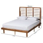 Ash Walnut Spindle Headboard Platform Bed, Full/Queen/King