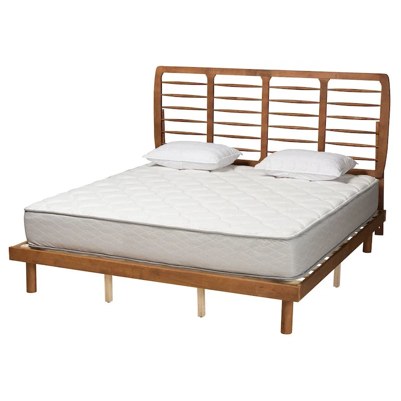Ash Walnut Spindle Headboard Platform Bed, Full/Queen/King