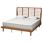 Ash Walnut Spindle Headboard Platform Bed, Full/Queen/King