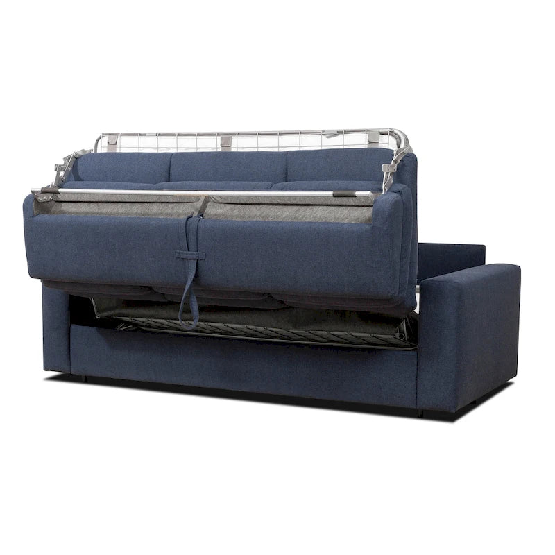 Canapé-lit Queen 2 places bleu marine / ivoire de 208 cm avec matelas en mousse à mémoire de forme de 12,7 cm