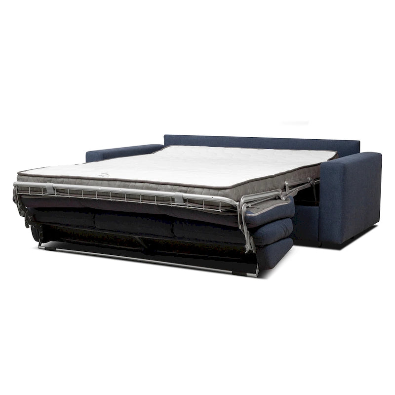 Canapé-lit Queen 2 places bleu marine / ivoire de 208 cm avec matelas en mousse à mémoire de forme de 12,7 cm