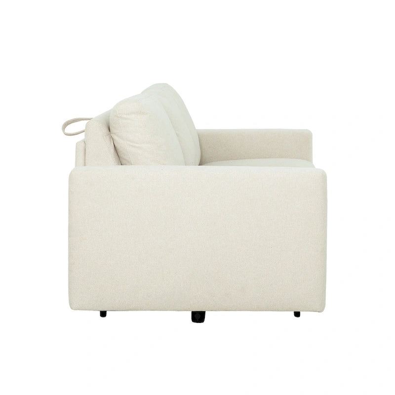 Canapé-lit Queen 2 places bleu marine / ivoire de 208 cm avec matelas en mousse à mémoire de forme de 12,7 cm
