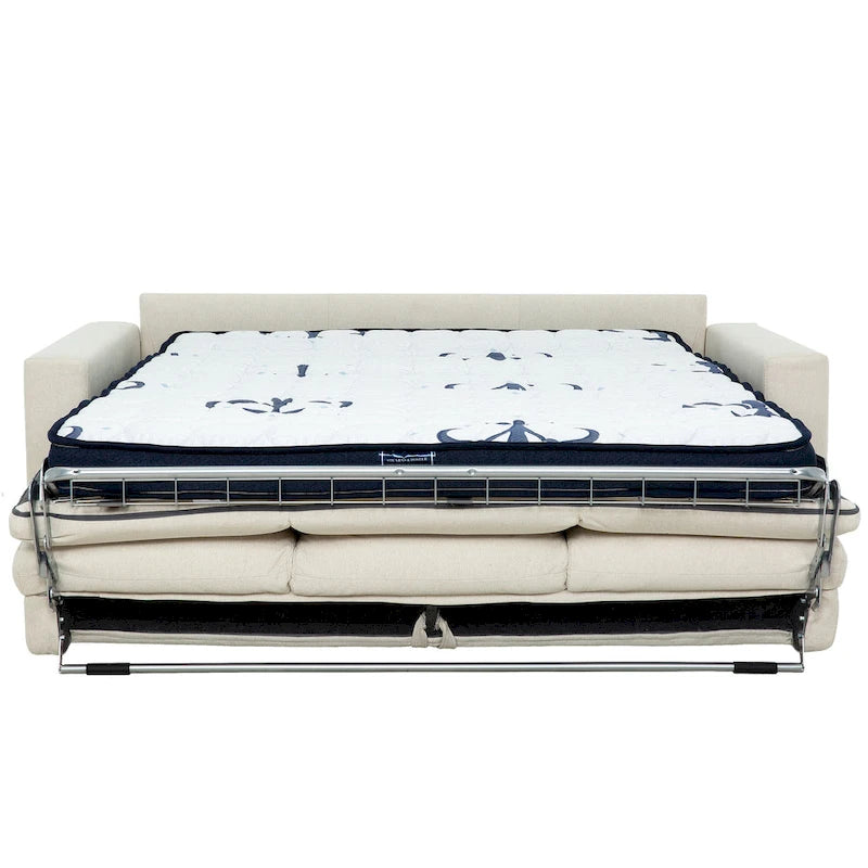 Canapé-lit Queen 2 places bleu marine / ivoire de 208 cm avec matelas en mousse à mémoire de forme de 12,7 cm