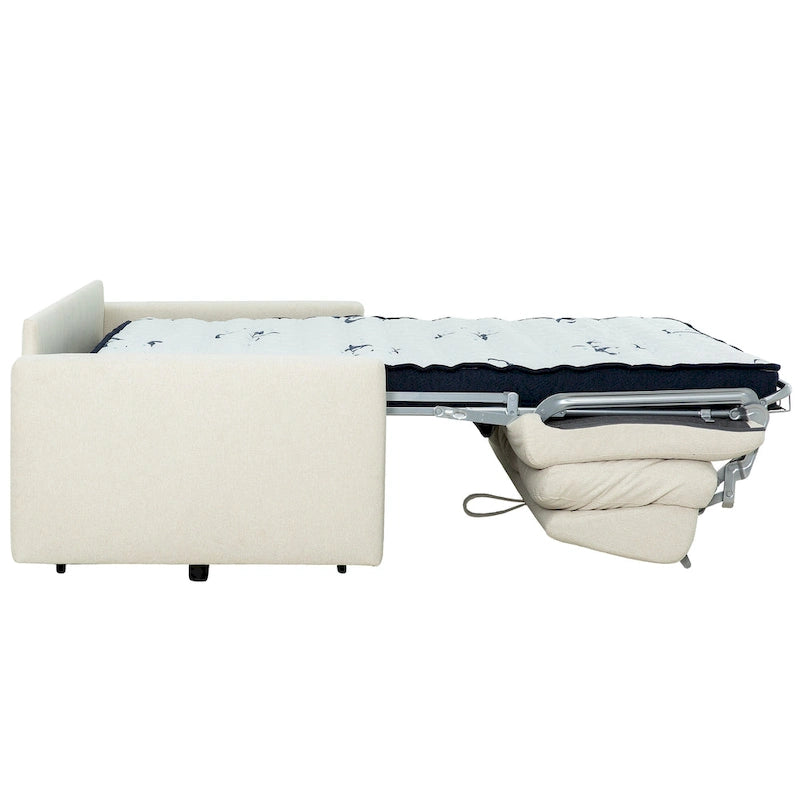 Canapé-lit Queen 2 places bleu marine / ivoire de 208 cm avec matelas en mousse à mémoire de forme de 12,7 cm