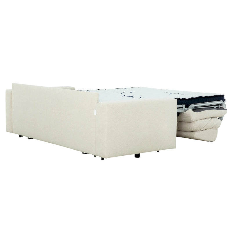 Canapé-lit Queen 2 places bleu marine / ivoire de 208 cm avec matelas en mousse à mémoire de forme de 12,7 cm