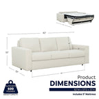 Canapé-lit Queen 2 places bleu marine / ivoire de 208 cm avec matelas en mousse à mémoire de forme de 12,7 cm
