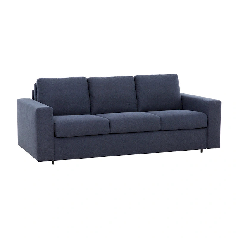 Canapé-lit Queen 2 places bleu marine / ivoire de 208 cm avec matelas en mousse à mémoire de forme de 12,7 cm