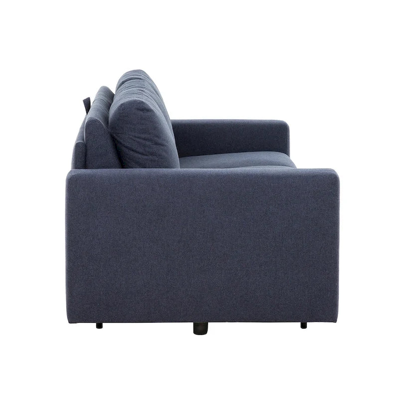 Canapé-lit Queen 2 places bleu marine / ivoire de 208 cm avec matelas en mousse à mémoire de forme de 12,7 cm