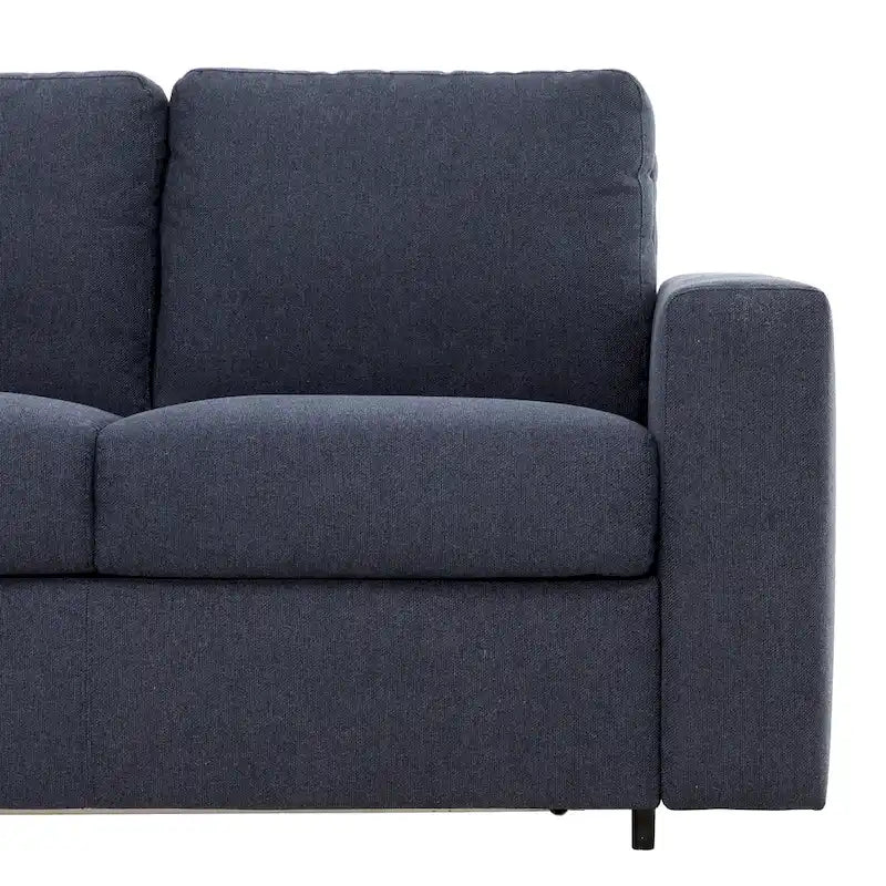 Canapé-lit Queen 2 places bleu marine / ivoire de 208 cm avec matelas en mousse à mémoire de forme de 12,7 cm