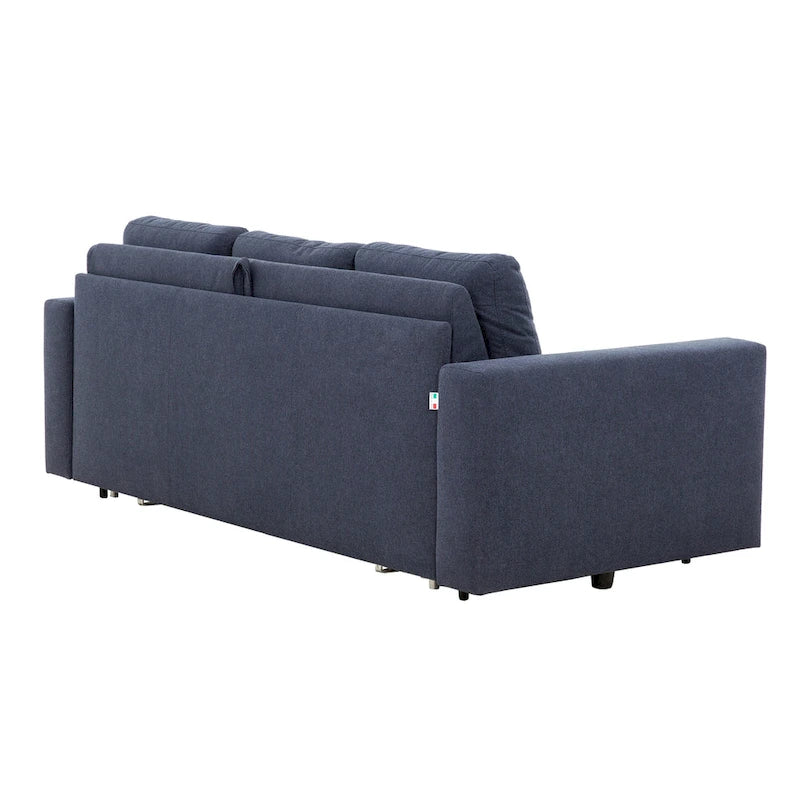 Canapé-lit Queen 2 places bleu marine / ivoire de 208 cm avec matelas en mousse à mémoire de forme de 12,7 cm