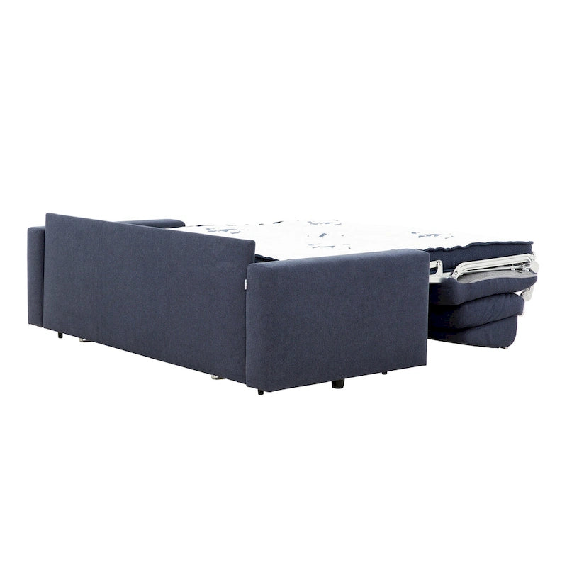 Canapé-lit Queen 2 places bleu marine / ivoire de 208 cm avec matelas en mousse à mémoire de forme de 12,7 cm
