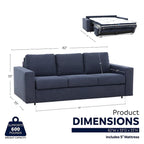 Canapé-lit Queen 2 places bleu marine / ivoire de 208 cm avec matelas en mousse à mémoire de forme de 12,7 cm