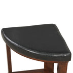 Espresso Brown Glass Top Round Coffee Table Set with 4 Faux Leather Stools, Seats 4