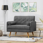 Mid-Century Modern Club Chair, Dark Gray / Light Gray / Blue, Fabric, Single Seat