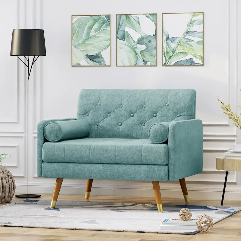 Mid-Century Modern Club Chair, Dark Gray / Light Gray / Blue, Fabric, Single Seat