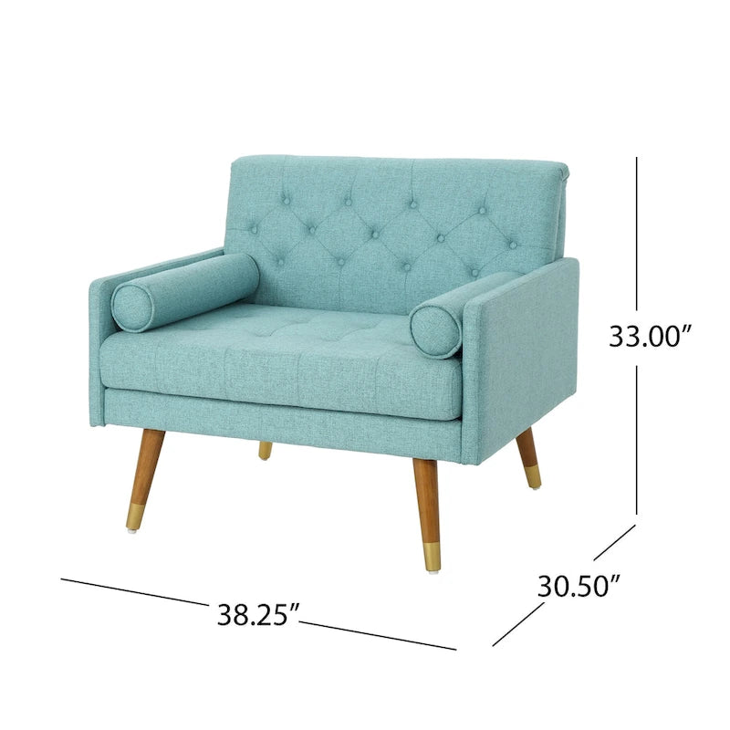Mid-Century Modern Club Chair, Dark Gray / Light Gray / Blue, Fabric, Single Seat