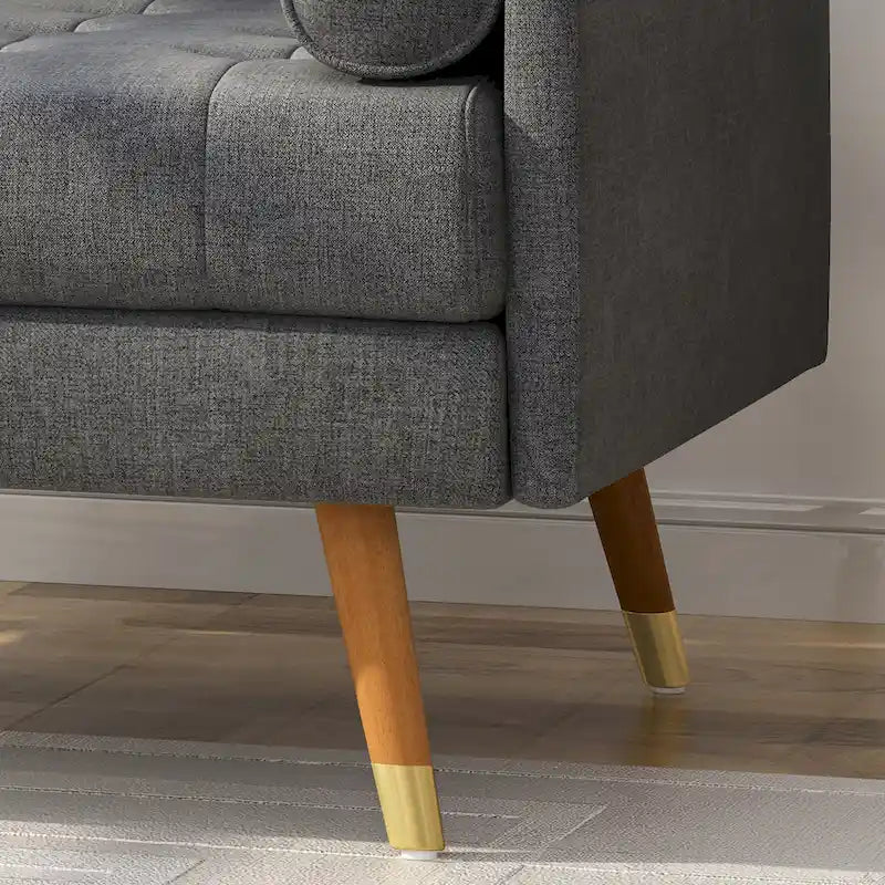 Mid-Century Modern Club Chair, Dark Gray / Light Gray / Blue, Fabric, Single Seat