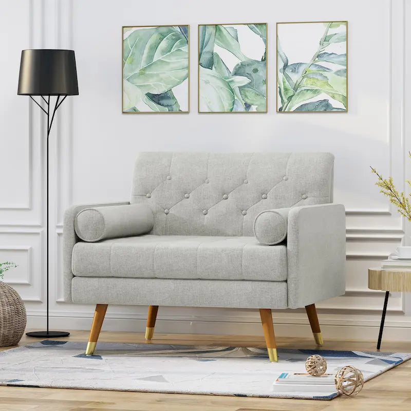 Mid-Century Modern Club Chair, Dark Gray / Light Gray / Blue, Fabric, Single Seat