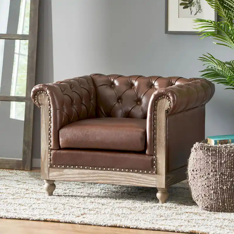 Castalia Chesterfield Tufted Club Chair by Christopher Knight Home - 39.00  L x 33.50  W x 28.00  H