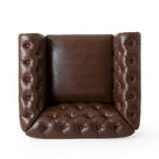 Fauteuil Club Chesterfield Capitonné Bicolore, Similicuir / Tissu, 1 Place
