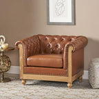 Fauteuil Club Chesterfield Capitonné Bicolore, Similicuir / Tissu, 1 Place