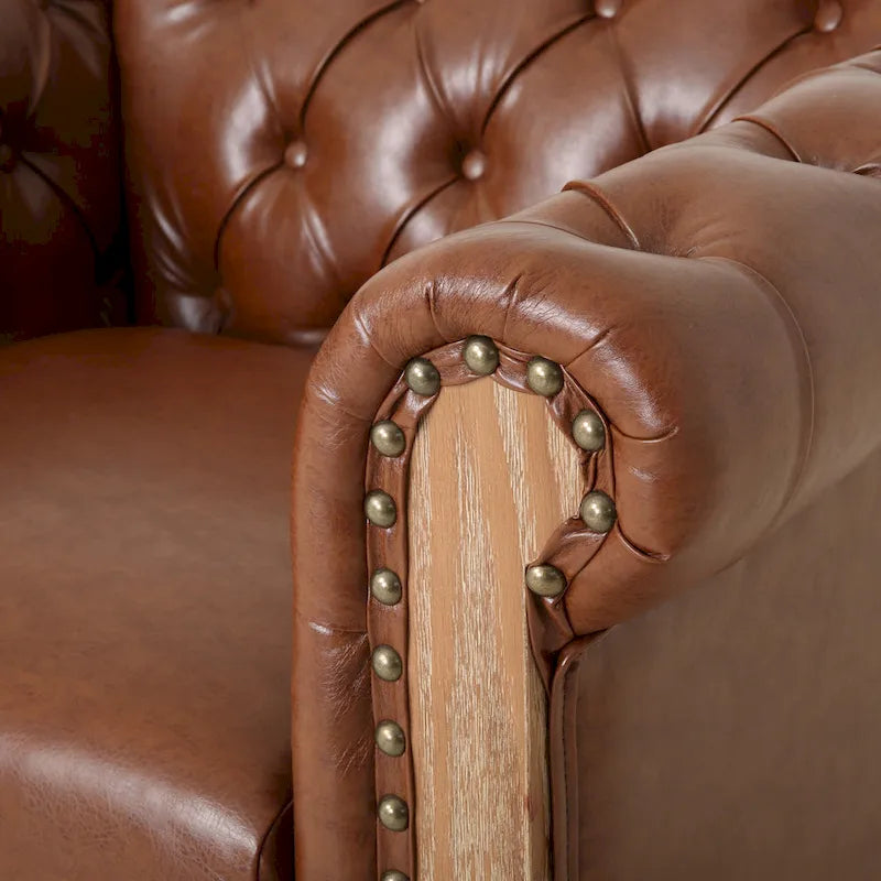Fauteuil Club Chesterfield Capitonné Bicolore, Similicuir / Tissu, 1 Place
