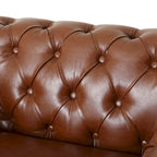 Fauteuil Club Chesterfield Capitonné Bicolore, Similicuir / Tissu, 1 Place