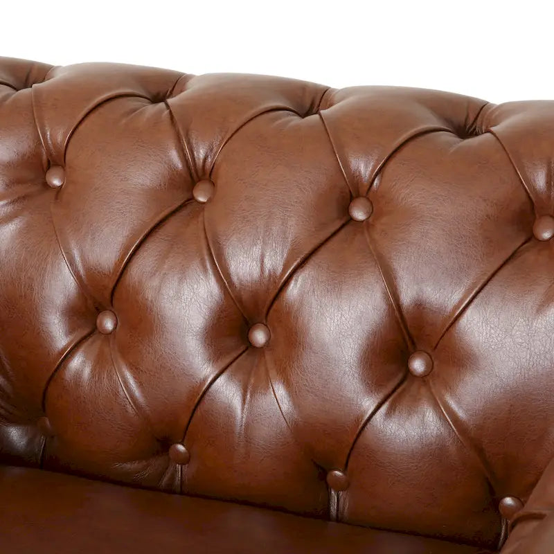 Fauteuil Club Chesterfield Capitonné Bicolore, Similicuir / Tissu, 1 Place