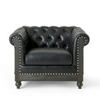 Fauteuil Club Chesterfield Capitonné Bicolore, Similicuir / Tissu, 1 Place