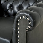 Fauteuil Club Chesterfield Capitonné Bicolore, Similicuir / Tissu, 1 Place