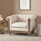 Fauteuil Club Chesterfield Capitonné Bicolore, Similicuir / Tissu, 1 Place
