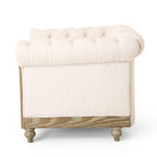 Fauteuil Club Chesterfield Capitonné Bicolore, Similicuir / Tissu, 1 Place