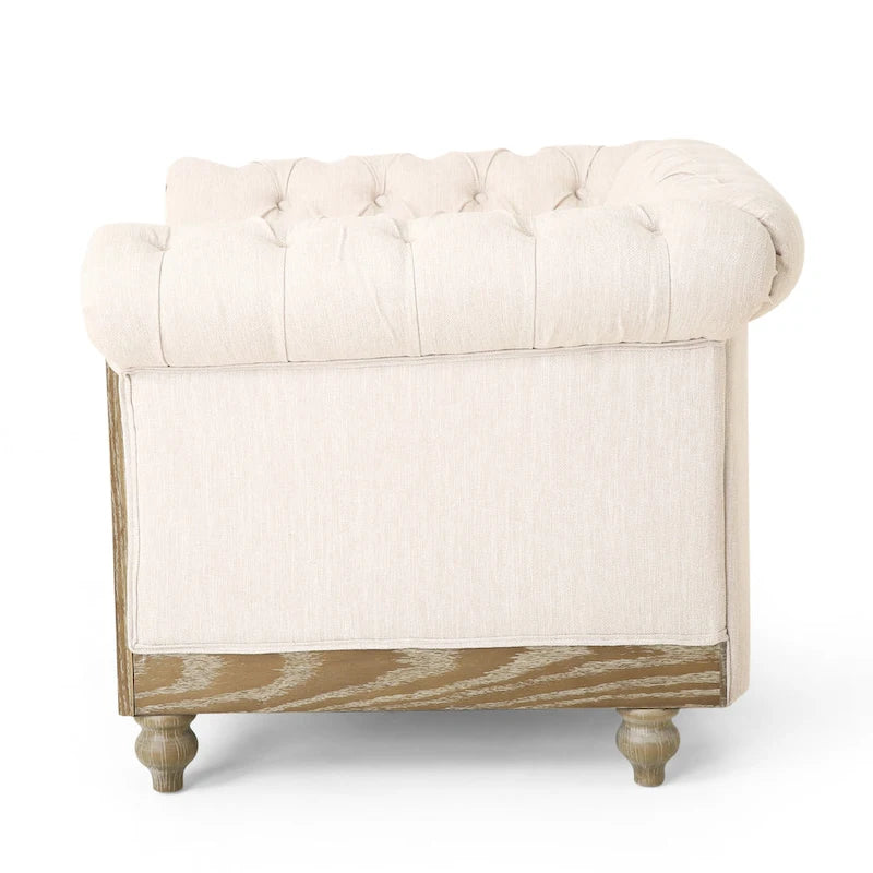 Fauteuil Club Chesterfield Capitonné Bicolore, Similicuir / Tissu, 1 Place
