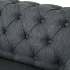 Fauteuil Club Chesterfield Capitonné Bicolore, Similicuir / Tissu, 1 Place