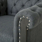 Fauteuil Club Chesterfield Capitonné Bicolore, Similicuir / Tissu, 1 Place