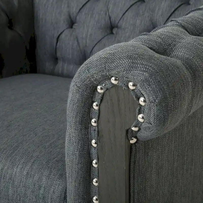 Fauteuil Club Chesterfield Capitonné Bicolore, Similicuir / Tissu, 1 Place