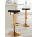 Lumisource Dakota Barstool in Gold Steel and White Leather - Set of 2 - 15 Lx15 Wx23-31.75 H