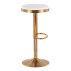 Gold Steel Swivel Bar Stool, Velvet / Faux Leather, Set of 2