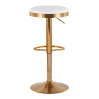 Gold Steel Swivel Bar Stool, Velvet / Faux Leather, Set of 2