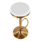 Gold Steel Swivel Bar Stool, Velvet / Faux Leather, Set of 2