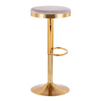 Gold Steel Swivel Bar Stool, Velvet / Faux Leather, Set of 2