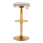 Gold Steel Swivel Bar Stool, Velvet / Faux Leather, Set of 2
