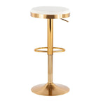Gold Steel Swivel Bar Stool, Velvet / Faux Leather, Set of 2