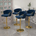 Lot de 4 tabourets de bar réglables en hauteur pivotants en velours tissé