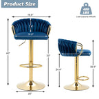 Lot de 4 tabourets de bar réglables en hauteur pivotants en velours tissé