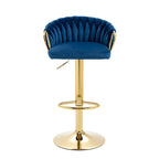 Lot de 4 tabourets de bar réglables en hauteur pivotants en velours tissé